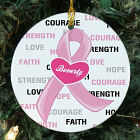Hope and Love Breast Cancer Awareness Ceramic Christmas Ornament