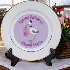 Special Delivery Baby Girl Announcement Ceramic Plate