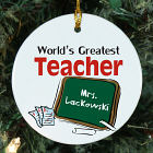 World's Greatest Teacher Personalized Ceramic Ornament