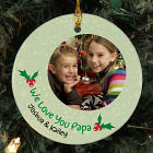 Personalized Ceramic Holly Photo Ornament