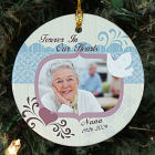 Personalized Ceramic Forever In Our Hearts Memorial Photo Ornament U44610