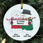 Personalized Ceramic In Loving Memory Snow Couple Memorial Ornament