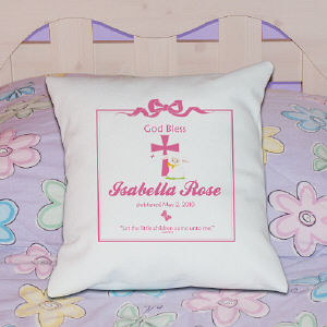 God Bless Christening Personalized Throw Pillow