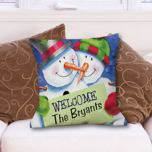 Personalized Christmas Welcome Throw Pillow