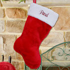 Red Plush Embroidered Christmas Stocking S34619