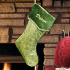Embroidered Glitter Swirls Green Christmas Stocking