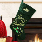 Embroidered Merry Christmas Velvet Stocking