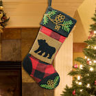 Country Bear Plaid Christmas Stocking