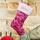 Embroidered Pink Camouflage Christmas Stockings