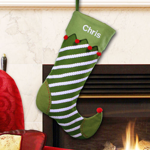 Embroidered Green Jester Christmas Stockings