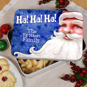 Personalized Santa Christmas Cookie Tin