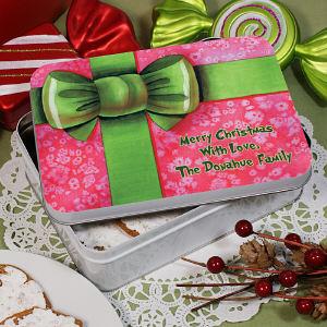 Personalized Christmas Gift Cookie Tin