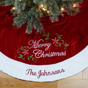 Embroidered Merry Christmas Christmas Tree Skirt