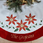 Embroidered Poinsettia Christmas Tree Skirt S34469