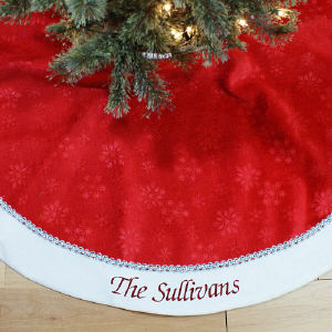 Embroidered Snowflakes Christmas Christmas Tree Skirt