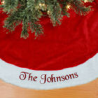 Red Plush Embroidered Christmas Tree Skirt S34499