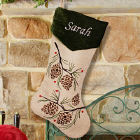Embroidered Pine Cone Christmas Stocking S34549
