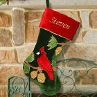 Embroidered Cardinal Christmas Stocking