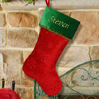 Embroidered Snowflake Green Christmas Stocking S34579