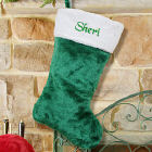 Green Plush Embroidered Christmas Stocking S34629
