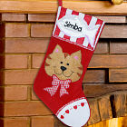 Embroidered Cat Christmas Stocking