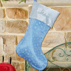Embroidered Satin Blue Christmas Stocking S40059