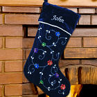 Embroidered Blue Sequin Flower Christmas Stocking