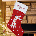 Embroidered Reindeer Wool Christmas Stocking S40199