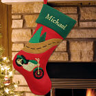 Embroidered Motorcycle Christmas Stocking S49459