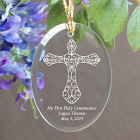 Engraved First Holy Communion Oval Glass Ornament