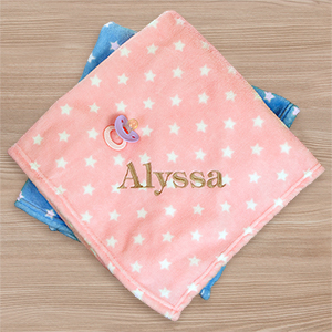Embroidered Star Plush Baby Blanket | Personalized Baby Blankets