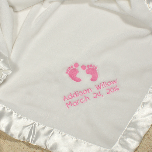 Embroidered Baby Girl Fleece Blanket GiftsForYouNow
