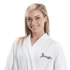 Embroidered Name White Cotton Bath Robe