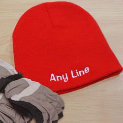 Embroidered Any Message Knit Red Hat