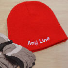 Embroidered Any Message Red Knit Hat