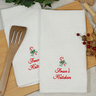 Embroidered Candy Cane Kitchen Towel Set