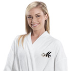 Embroidered Initial White Cotton Bath Robe