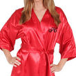 Embroidered Initial Satin Kimono Robe E315816X