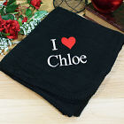Embroidered I Love You Fleece Throw Blanket