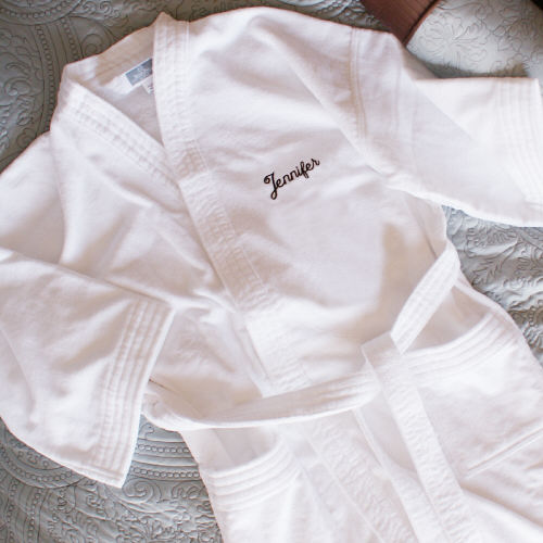 Embroidered Terry Cloth Velour Bathrobe GiftsForYouNow