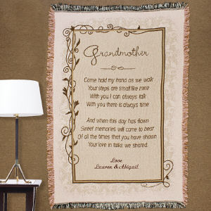 Embroidered Grandmother Come Hold Tapestry Throw Blanket