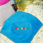 Embroidered Primary Name Blue Beach Towel