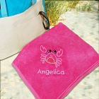 Embroidered Crab Beach Towel