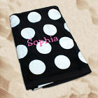 Embroidered Black Polka Dot Beach Towel