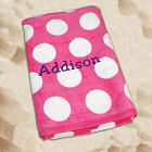 Embroidered Pink Polka Dot Beach Towel