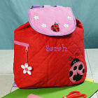 Quilted Ladybug Embroidered Backpack