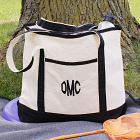 Embroidered Three Initials Monogrammed Tote Bag