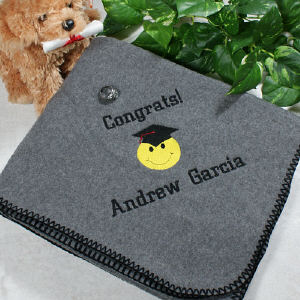 Embroidered Graduation Fleece Throw Blanket