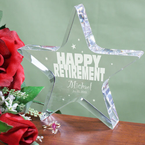 Engraved Happy Retirement Star Keepsake