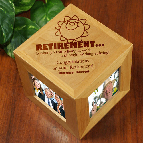 Engraved Retirement Photo Cubes